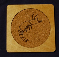 Custom square drink coaster Prawn Designs Logo